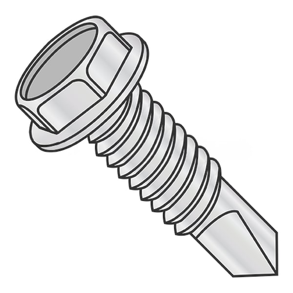 Usa Industrials Self-Drilling Screw, #12-24 x 1-1/2 in, Zinc Plated Steel Flange Hex Head External Hex Drive BULK-SCRW-12642 - main